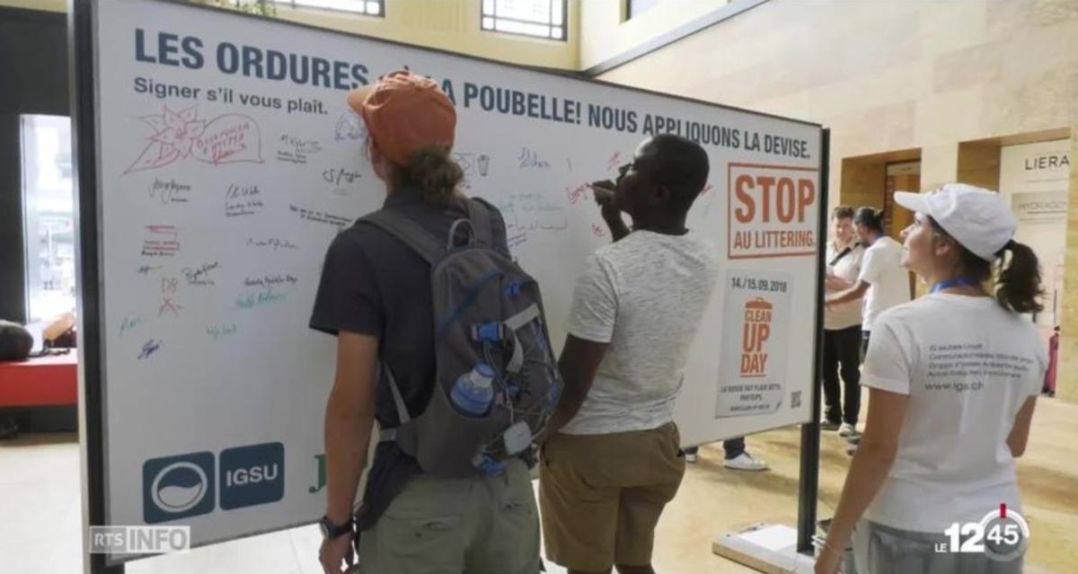 Campagne de sensibilisation à Genève contre les déchets sauvages